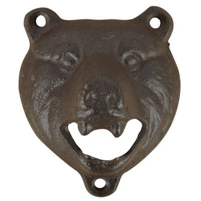 Bear Bottle Opener, Cast Iron, Antique Brown