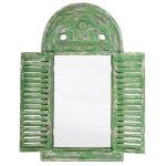 Mirror Louvered Distressed - Green