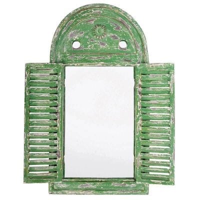 Mirror Louvered Distressed - Green
