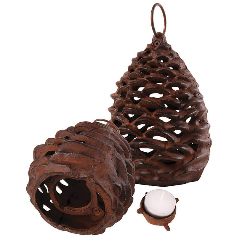 Pinecone Votive Holder - Cast Iron Antique Brown Finish - Small