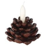 Pinecone Open Candle Holder - Cast Iron Antique Brown Finish - Large