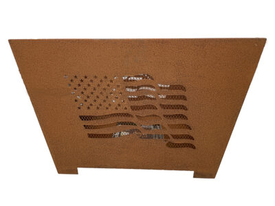 Flag Fire Basket- Sheet Metal, Rust Finish