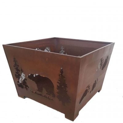 Bear Fire Basket, Rust Metal Finish