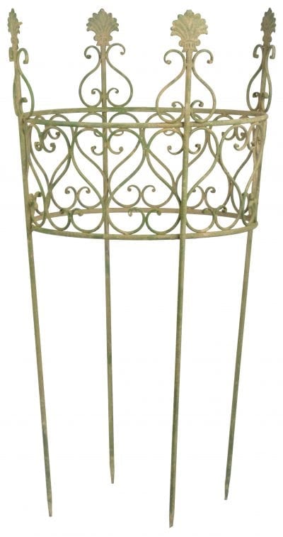 Aged Metal Round Plant Support, Green