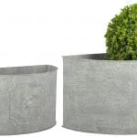 Aged Metal Set of 2 Half Round Lion Flower Pots