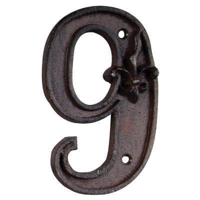 Cast Iron House Number, 9