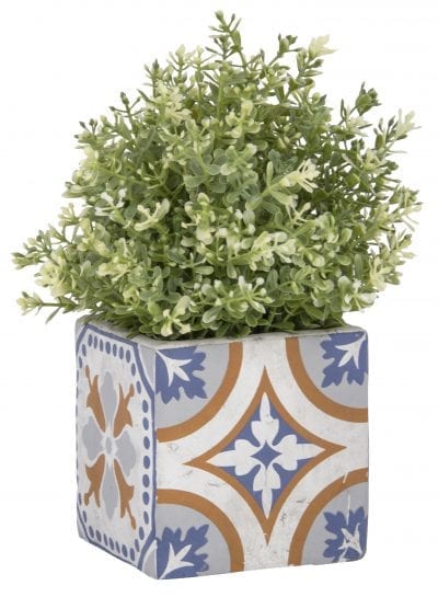 Portuguese Tile Flower Pot, Concrete - Small