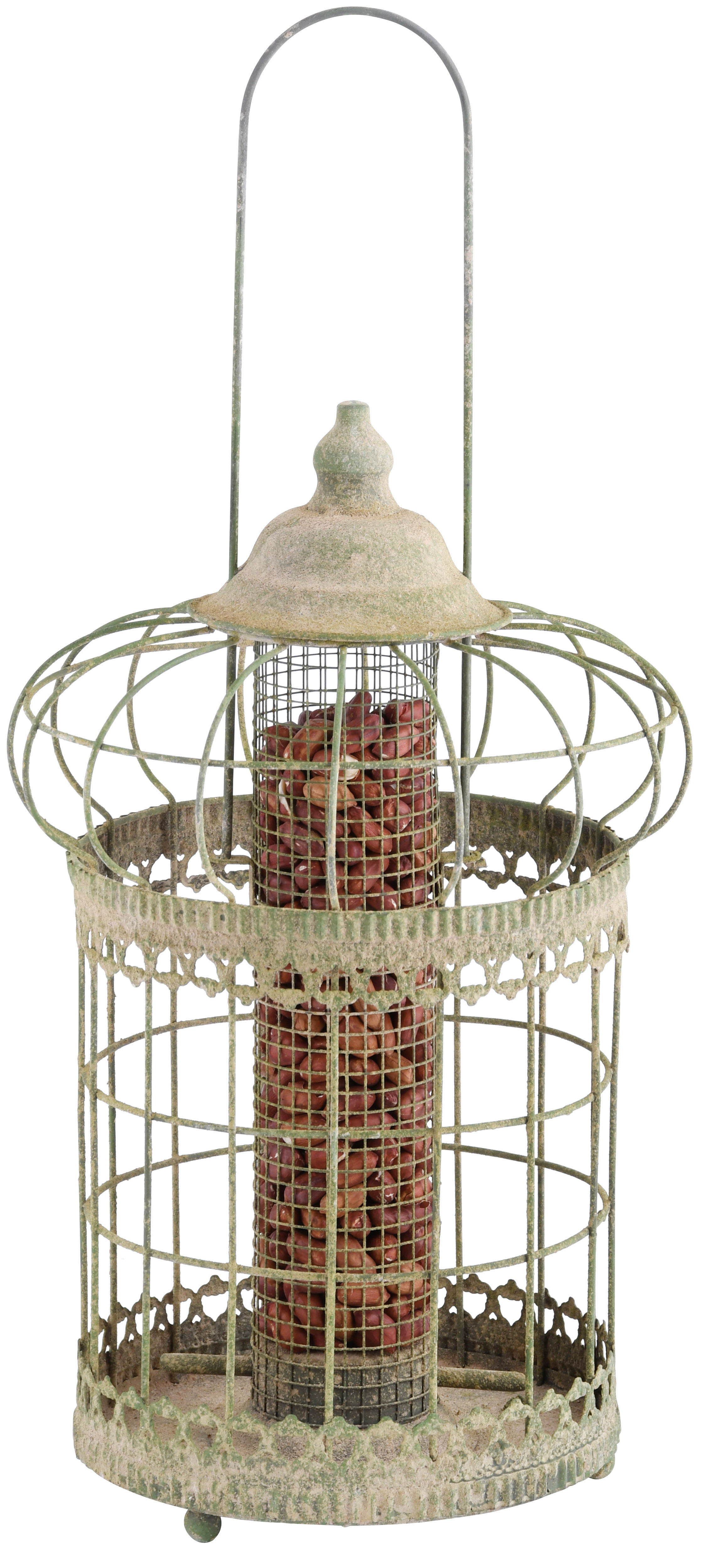 Aged Metal Squirrel Proof Nut Feeder Green Esschert Design Usa