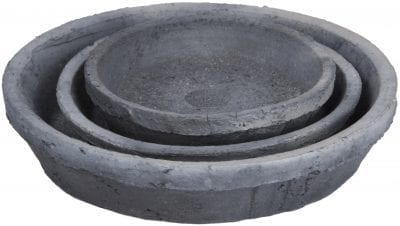 Aged Terracotta Set of 3 Round Saucers for AT31, Charcoal - Small