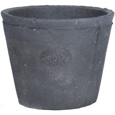Aged Terracotta Round Flower Pot, Charcoal
