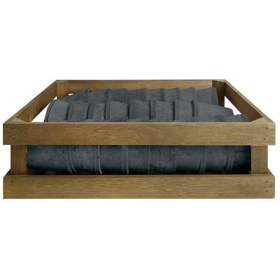 Aged Terracotta 24 Flower Pots in Wood Crate, Charcoal