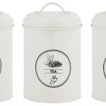 Storage Tins, Coffee/Tea/Sugar, Carbon Steel, Asst. of 3