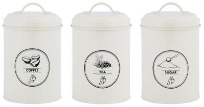 Storage Tins, Coffee/Tea/Sugar, Carbon Steel, Asst. of 3
