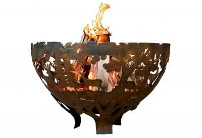 Wildlife Fire Bowl, Rust Metal Finish - Large