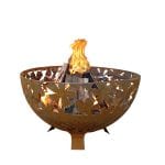 Leaf Fire Bowl, Rust Metal Finish - Large