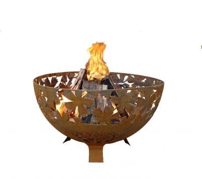 Leaf Fire Bowl, Rust Metal Finish - Large