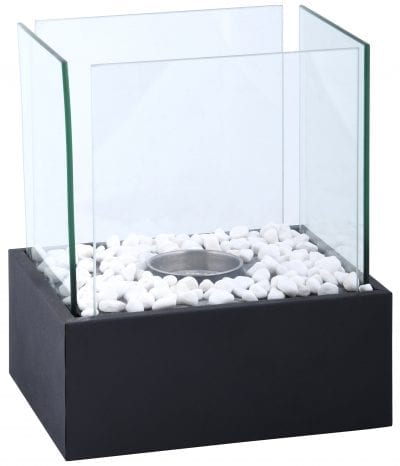Rectangular Bioethanol Fireplace, Glass w/Terracotta Base