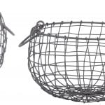 Set of 3 Bellied Shape Wire Baskets w/Handles - Small