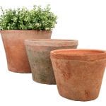 Aged Terracotta Set of 3 Round Flower Pots - Large