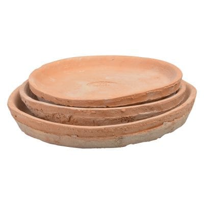 Aged Terracotta Set of 3 Round Saucers for AT21
