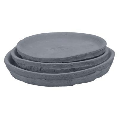 Aged Terracotta Set of 3 Round Saucers for AT46, Charcoal - Large