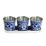 Portuguese Set of 3 Flower Pots on Tray