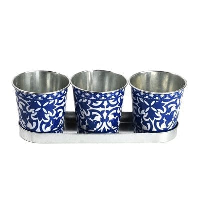 Portuguese Set of 3 Flower Pots on Tray