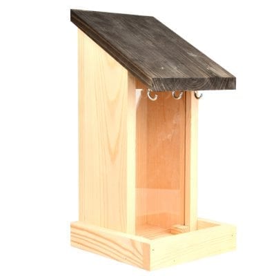 Silo Feeder w/Suet Ball Hooks, Wood