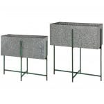 Old Zinc Set of 2 Rectangular Flower Pots on Stand