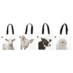 Farm Animal Shopping Bag, Black/White, 4 Asst. Styles - Small