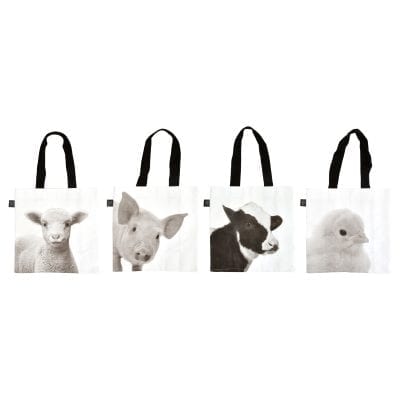 Farm Animal Shopping Bag, Black/White, 4 Asst. Styles - Small