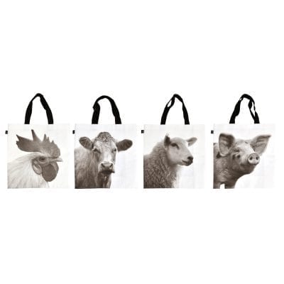 Farm Animal Shopping Bag, Black/White, 4 Asst. Styles