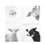 Farm Animal Napkin, Black/White - Small