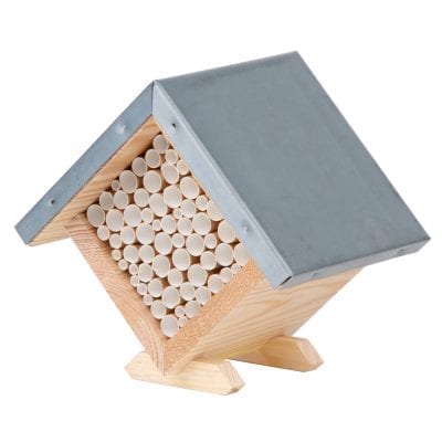 Bee House w/Paper Straws, Wood/Metal