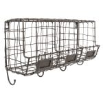 Wall Organizer w/3 Compartments & Hooks, Wire - Image 3