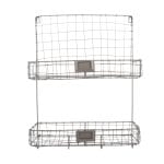 Wall Organizer w/2 Compartments & Hooks, Wire