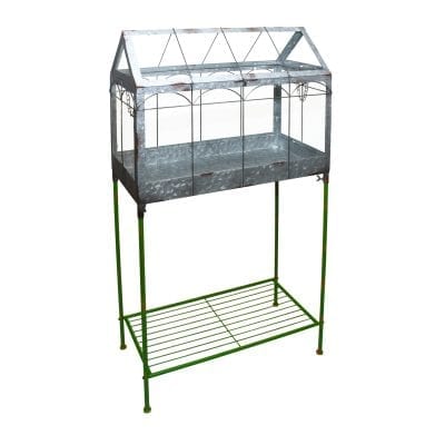 Greenhouse on Stand, Aged Metal - Large