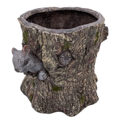 Faux Wood Squirrel Planter, MGO