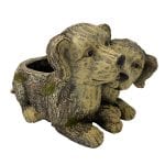 Faux Wood Double Dog Planter, MGO