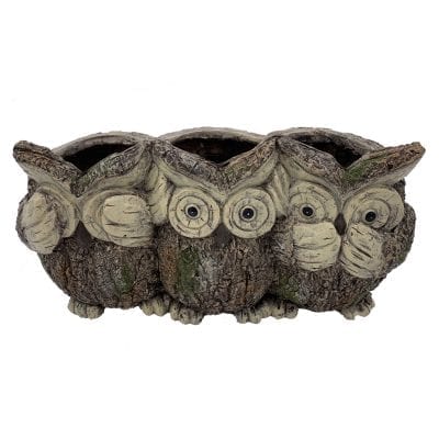 Faux Wood Owl Planter, MGO