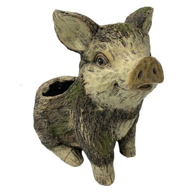 Faux Wood Pig Planter, MGO