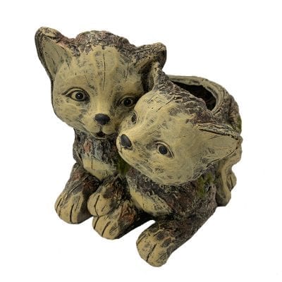 Faux Wood Double Cat Planter, MGO