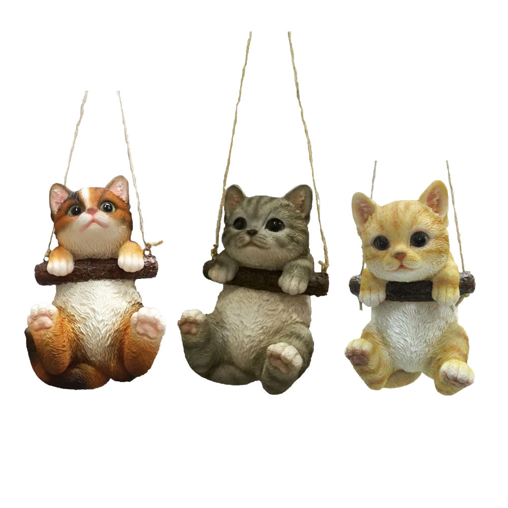 Hanging Cat, Resin, 3 Asst. Styles - Esschert Design USA