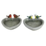 Heart Bird Bath w/Birds, 2 Asst. Styles