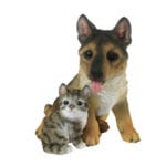 Sitting Pup w/Kitten, Resin