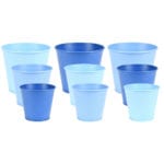 Shades of Blue Set of 3 Flower Pots, 3 Asst. Colors