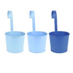 Shades of Blue Flower Pot w/Hook, 3 Asst. Colors