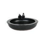 Round Bird Bath w/Birds, Ceramic, Gray