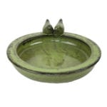 Round Bird Bath w/Birds, Ceramic - Green