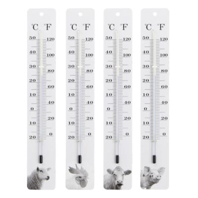 Farm Animal Thermometer, Black/White, 4 Asst. Styles